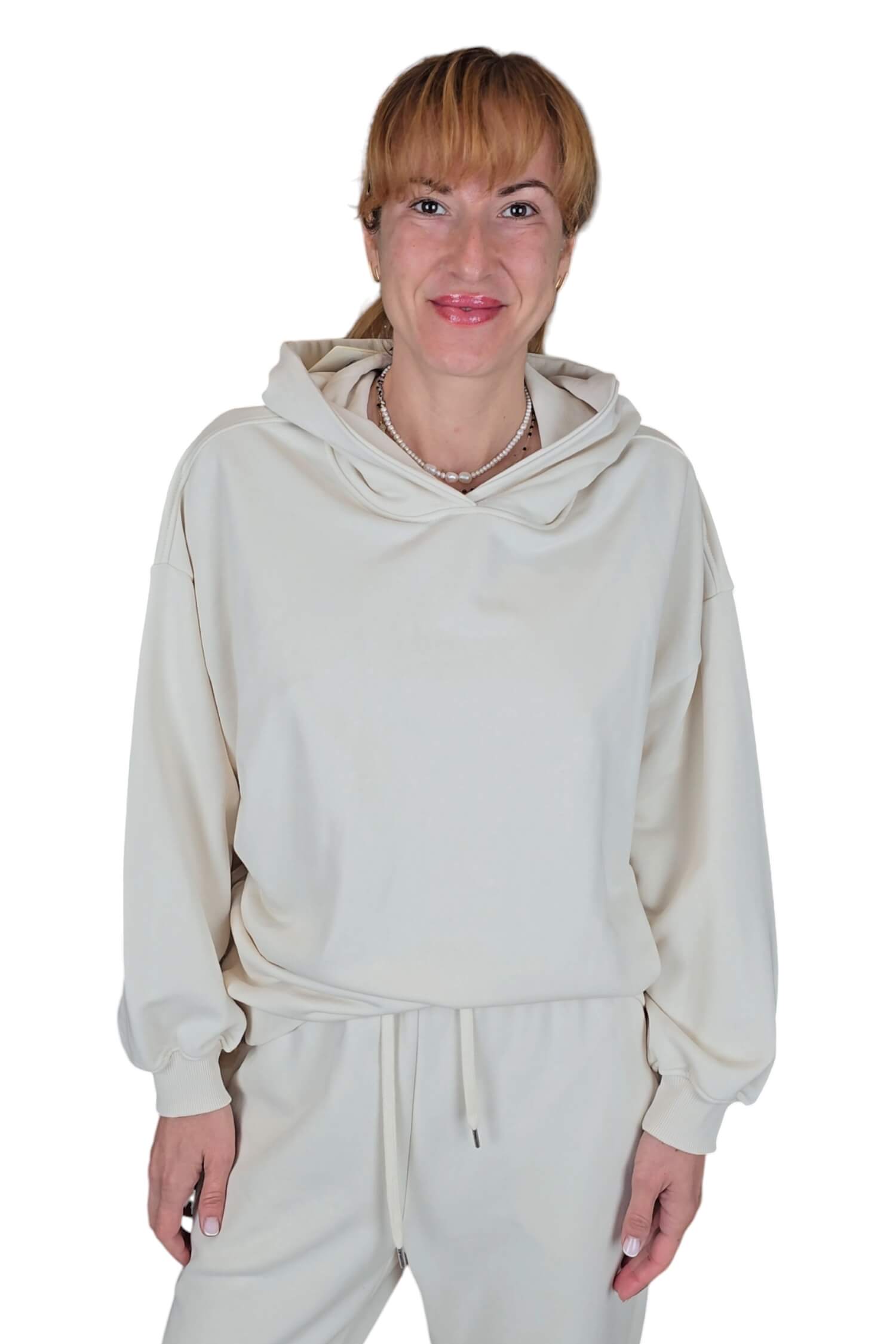 Women's oversize sweatshirt with a hood VICOLO beige