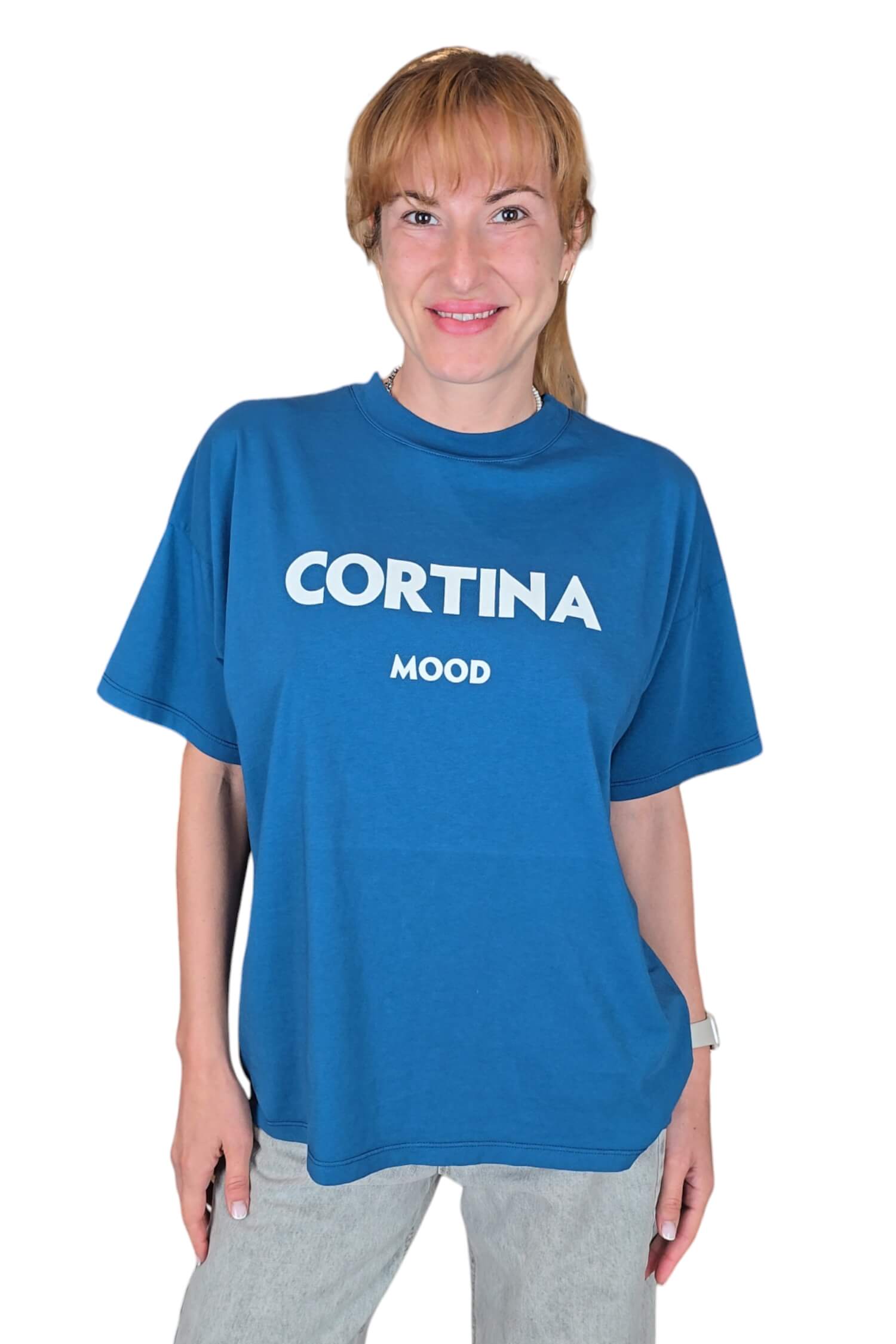 Women's oversize t-shirt with the inscription VICOLO blue