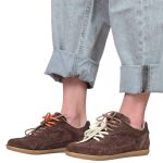 Women's trendy sneakers made of brushed leather LESTROSA brown