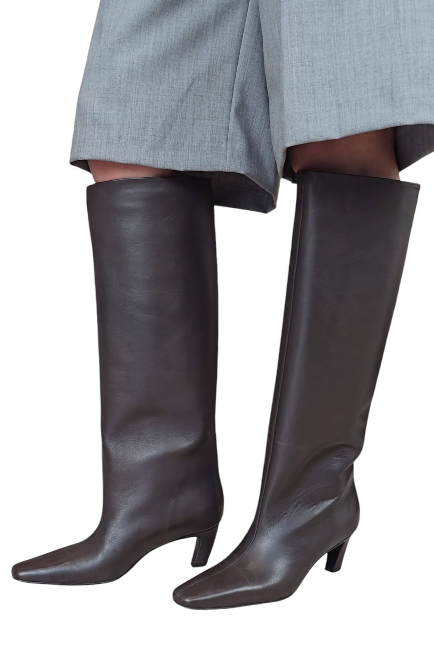 Women's high leather boots LESTROSA brown