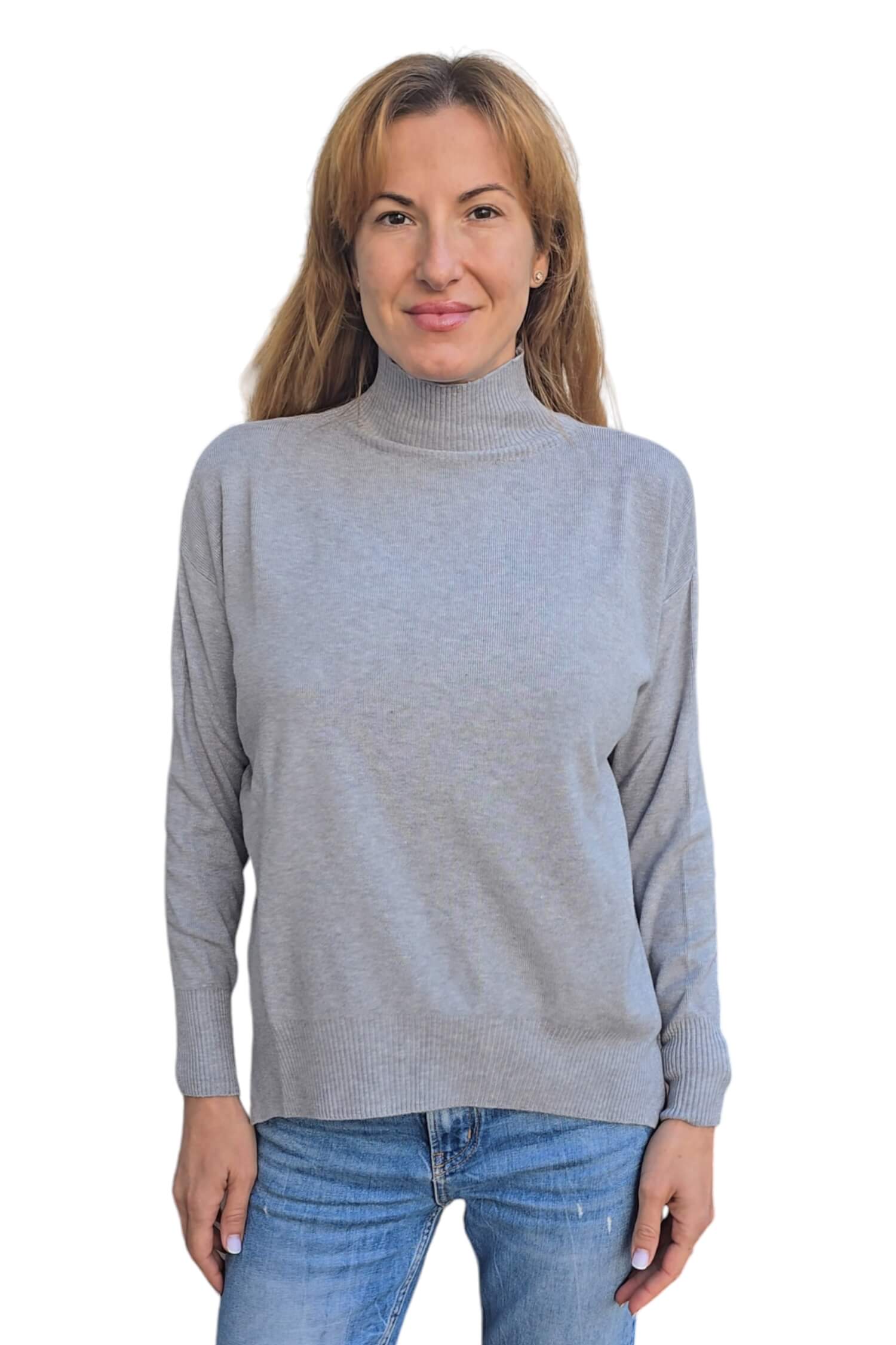 Women's thin turtleneck sweater VICOLO gray