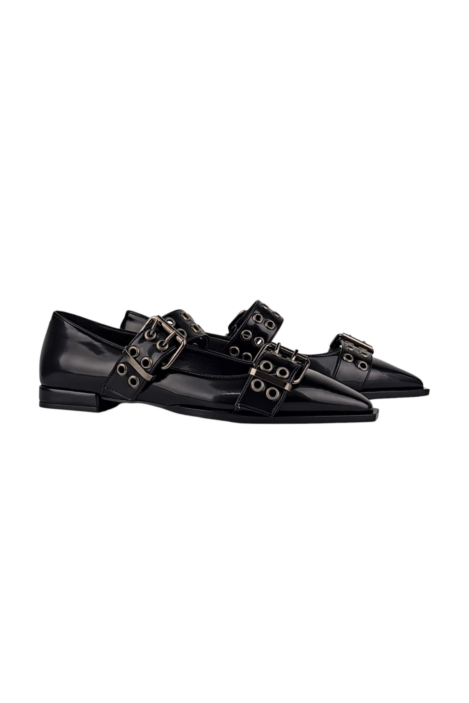 Women's shiny ballerina shoes OVYE black