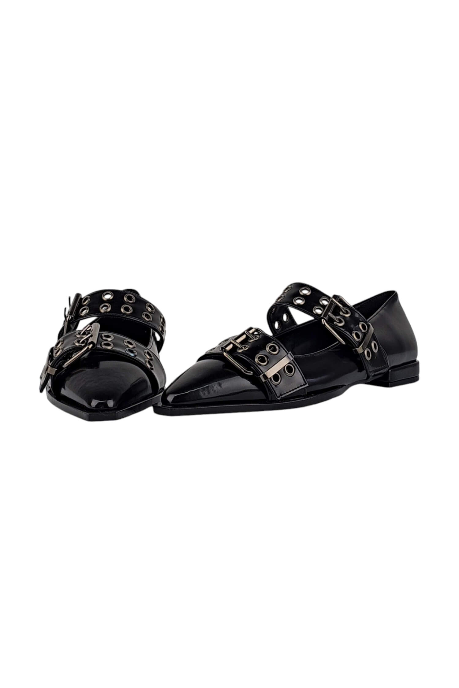 Women's shiny ballerina shoes OVYE black