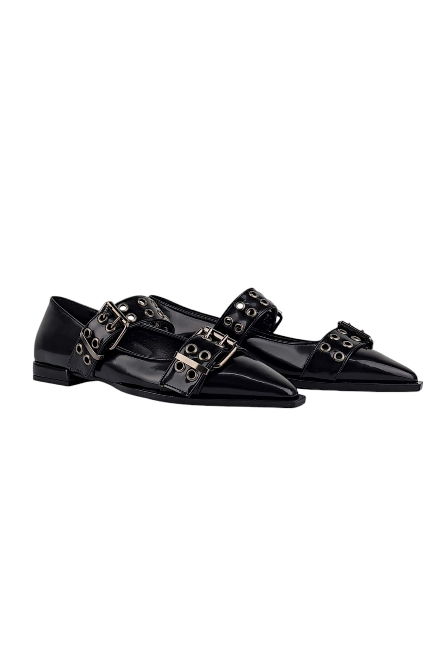 Women's shiny ballerina shoes OVYE black