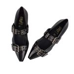 Women's shiny ballerina shoes OVYE black