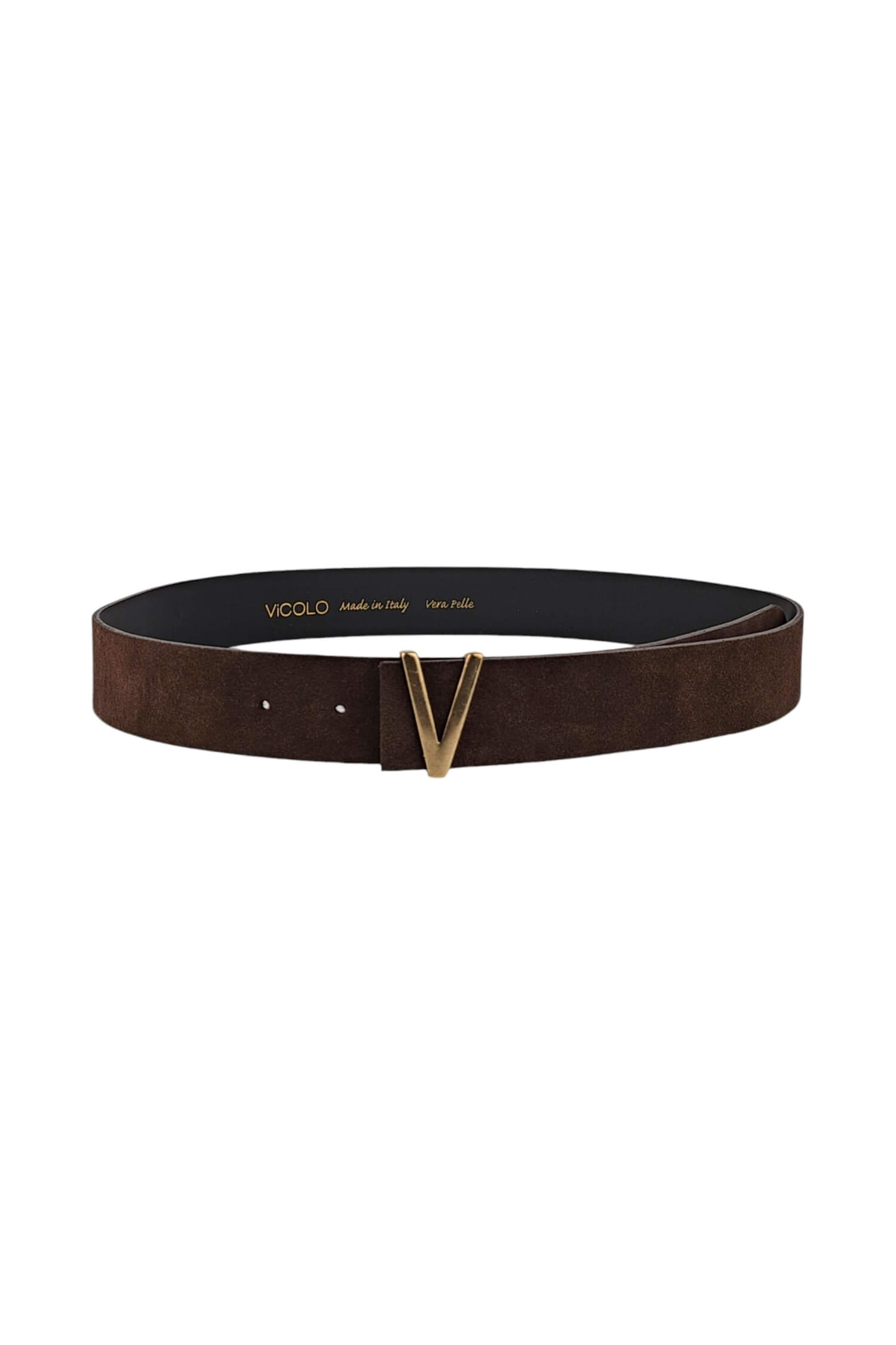 Women's leather belt VICOLO brown (brushed leather)