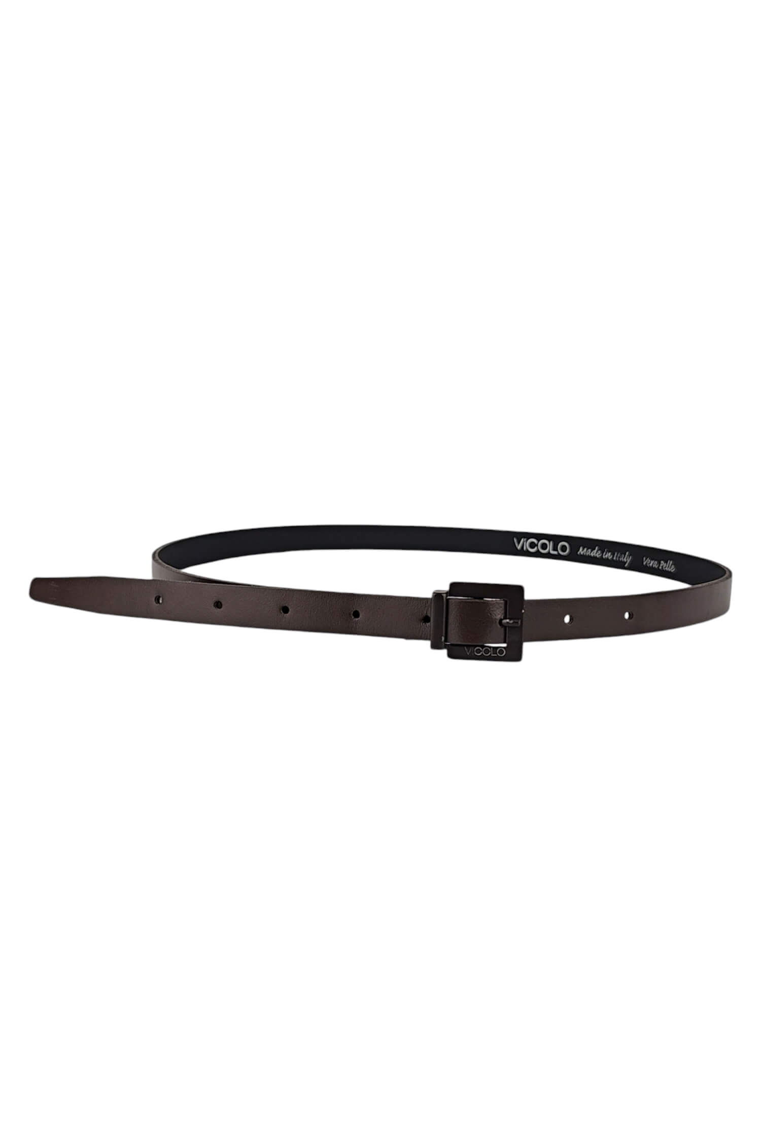 Women's thin leather belt VICOLO brown