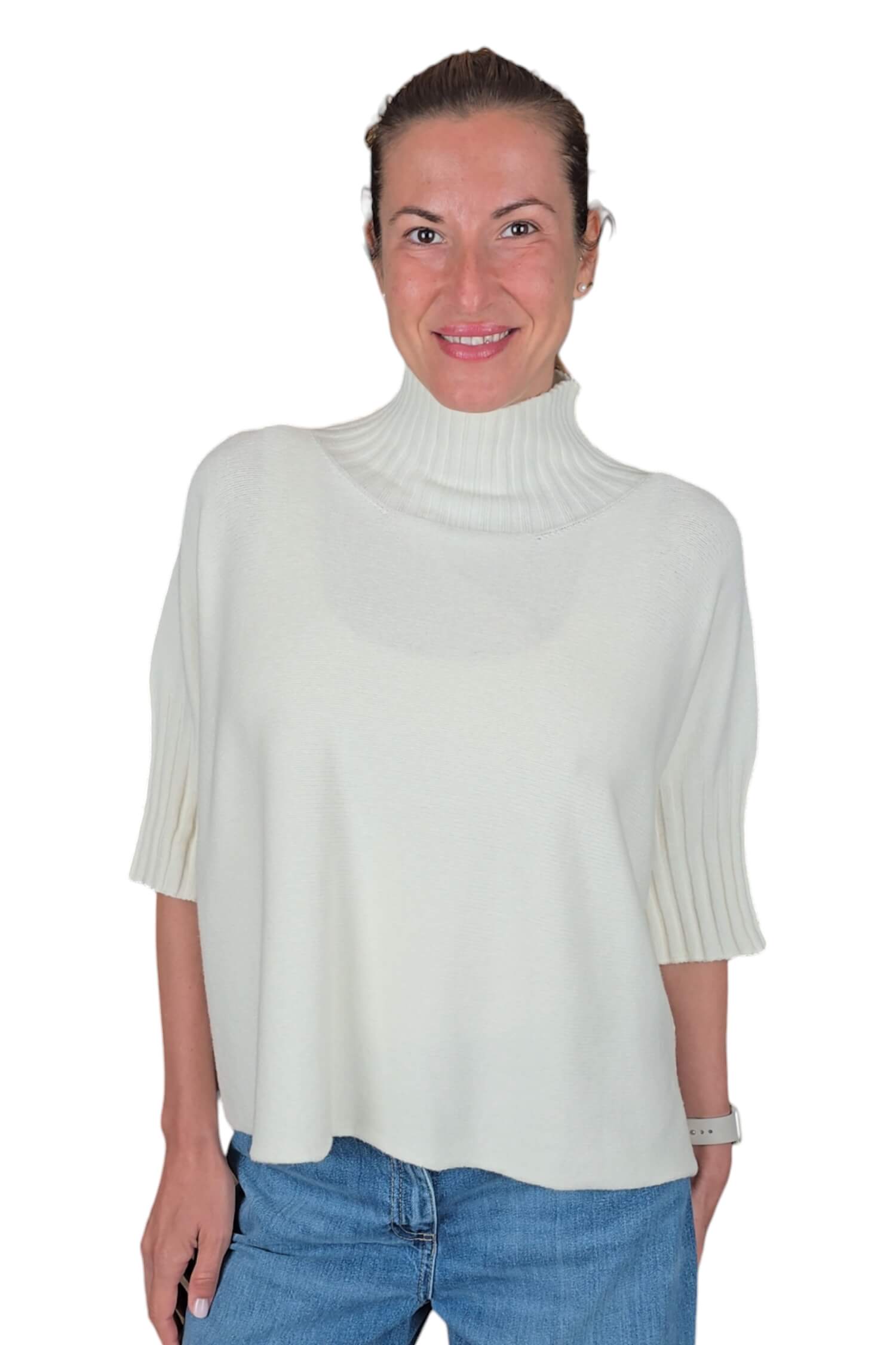 Women's oversize sweater with turtleneck IMPERIAL white