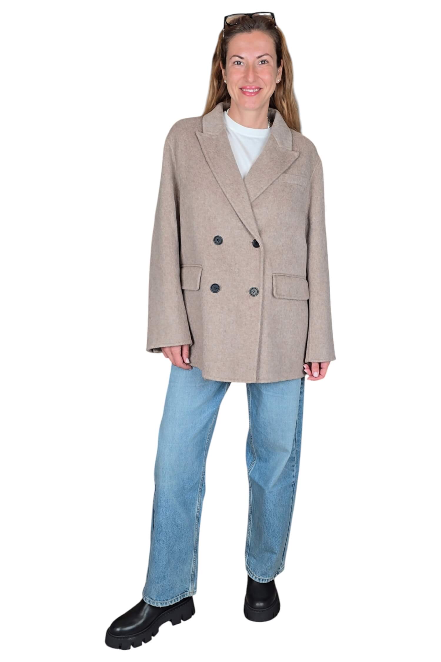 Women's short wool coat VICOLO beige (wool blend)