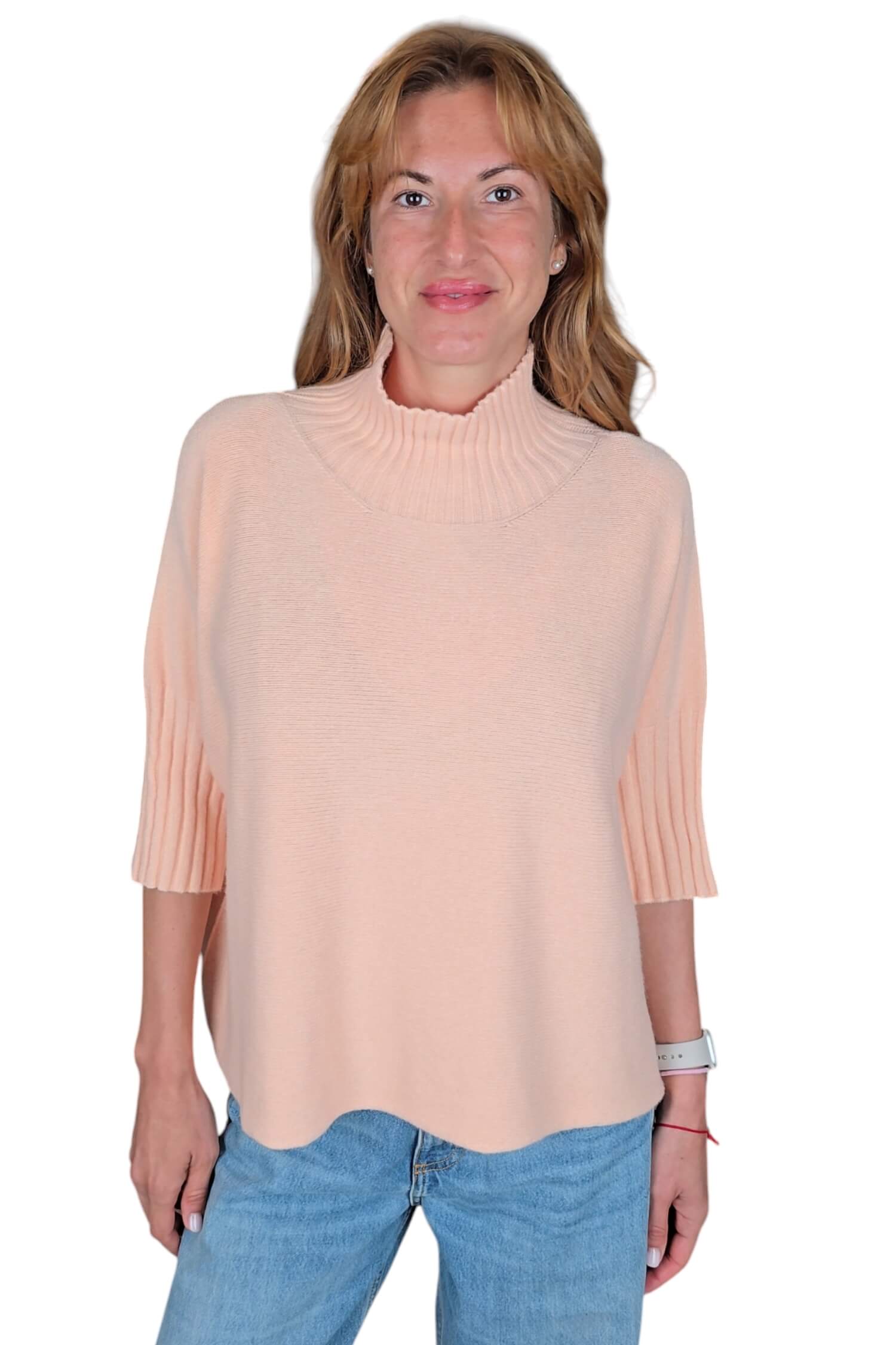 Women's oversize sweater with turtleneck IMPERIAL orange