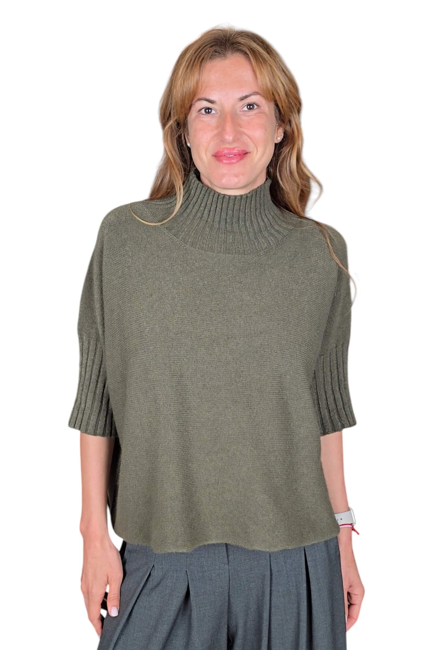 Women's oversize sweater with turtleneck IMPERIAL khaki green