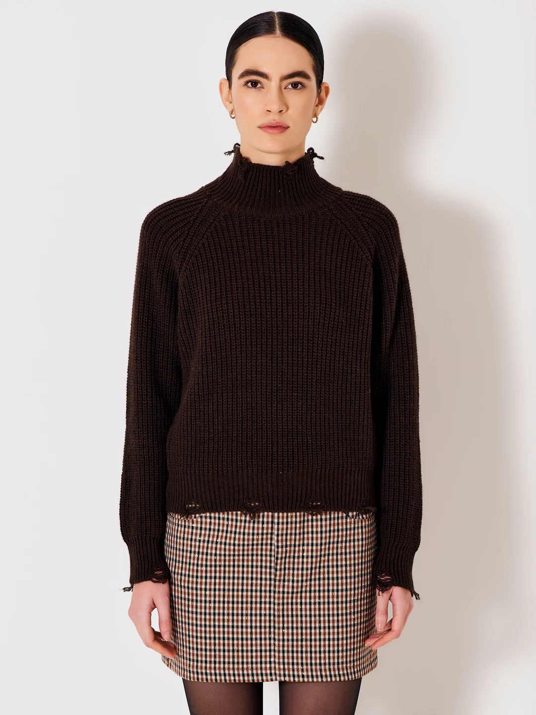 Sweater with a proportion of wool VICOLO dark brown 1