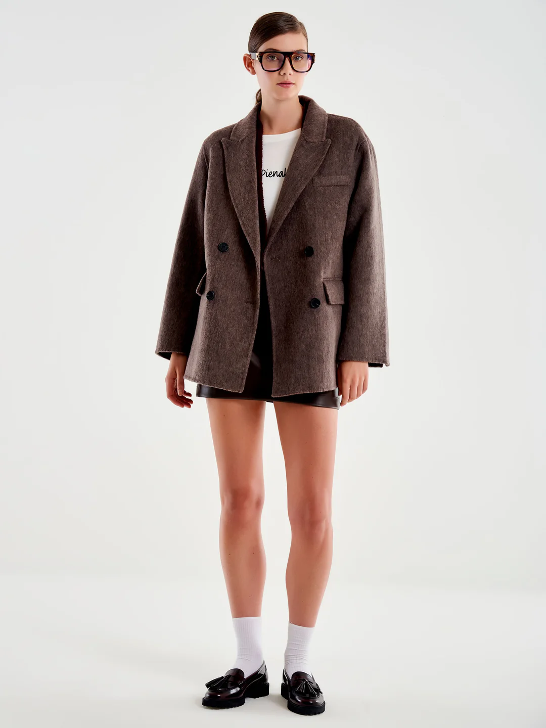 Women's wool short coat VICOLO brown (wool blend)