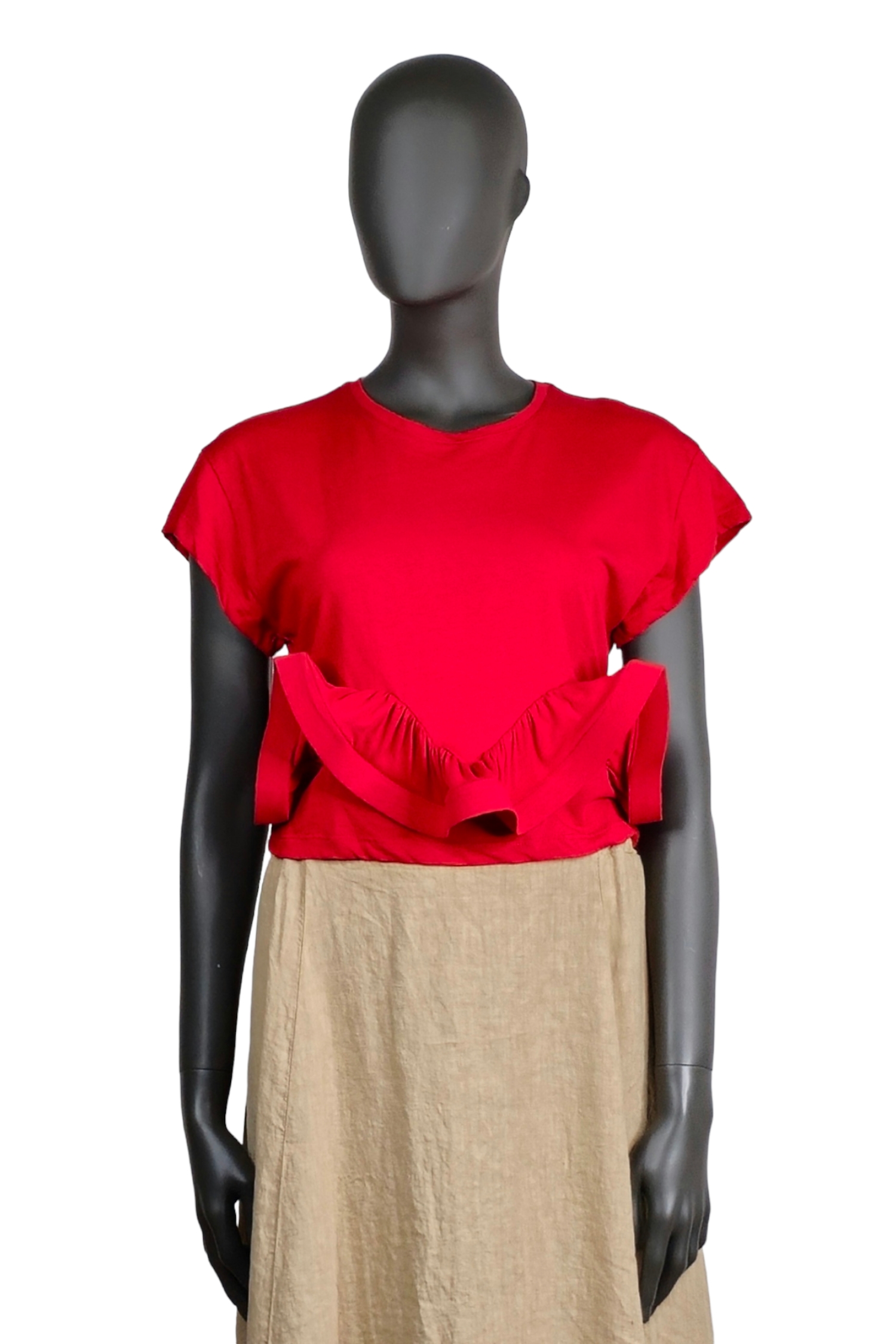 T-shirt with frill trim VICOLO red 1