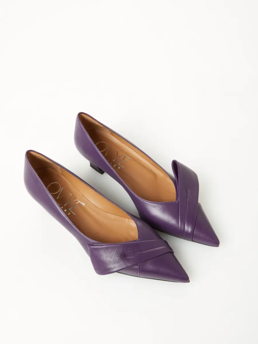 In stock 14.10.2024 Women's low heel leather shoes OVYE purple