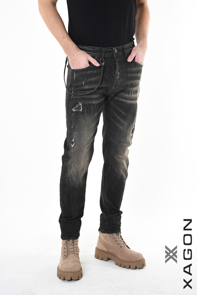 Men's slim fit jeans XAGON MAN black