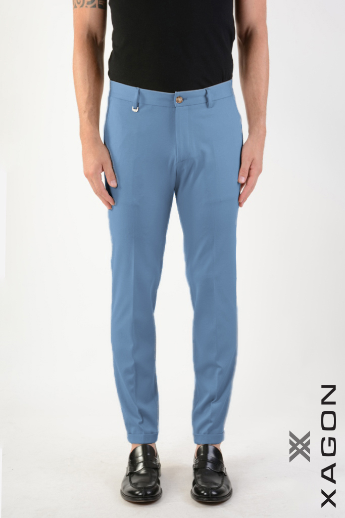 Men's elegant stretch trousers XAGON MAN blue