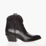 Women's leather cowboy boots with a heel OVYE black