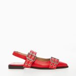 Women's leather sandals OVYE red