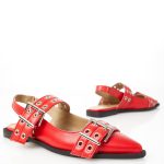 Women's leather sandals OVYE red