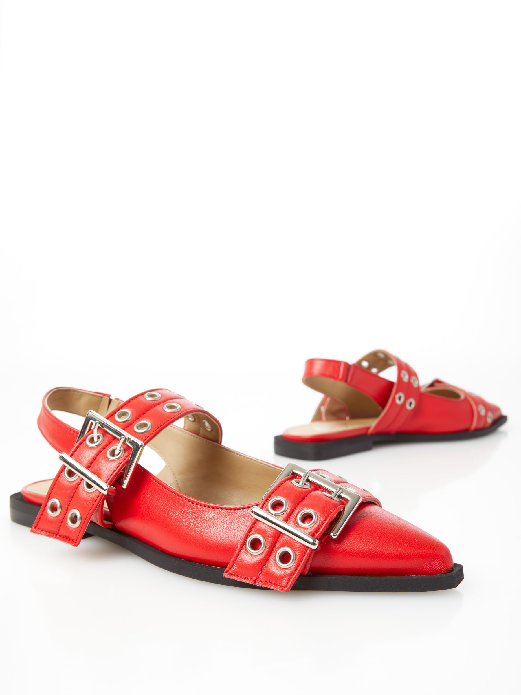 Women's leather sandals OVYE red