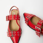 Women's leather sandals OVYE red