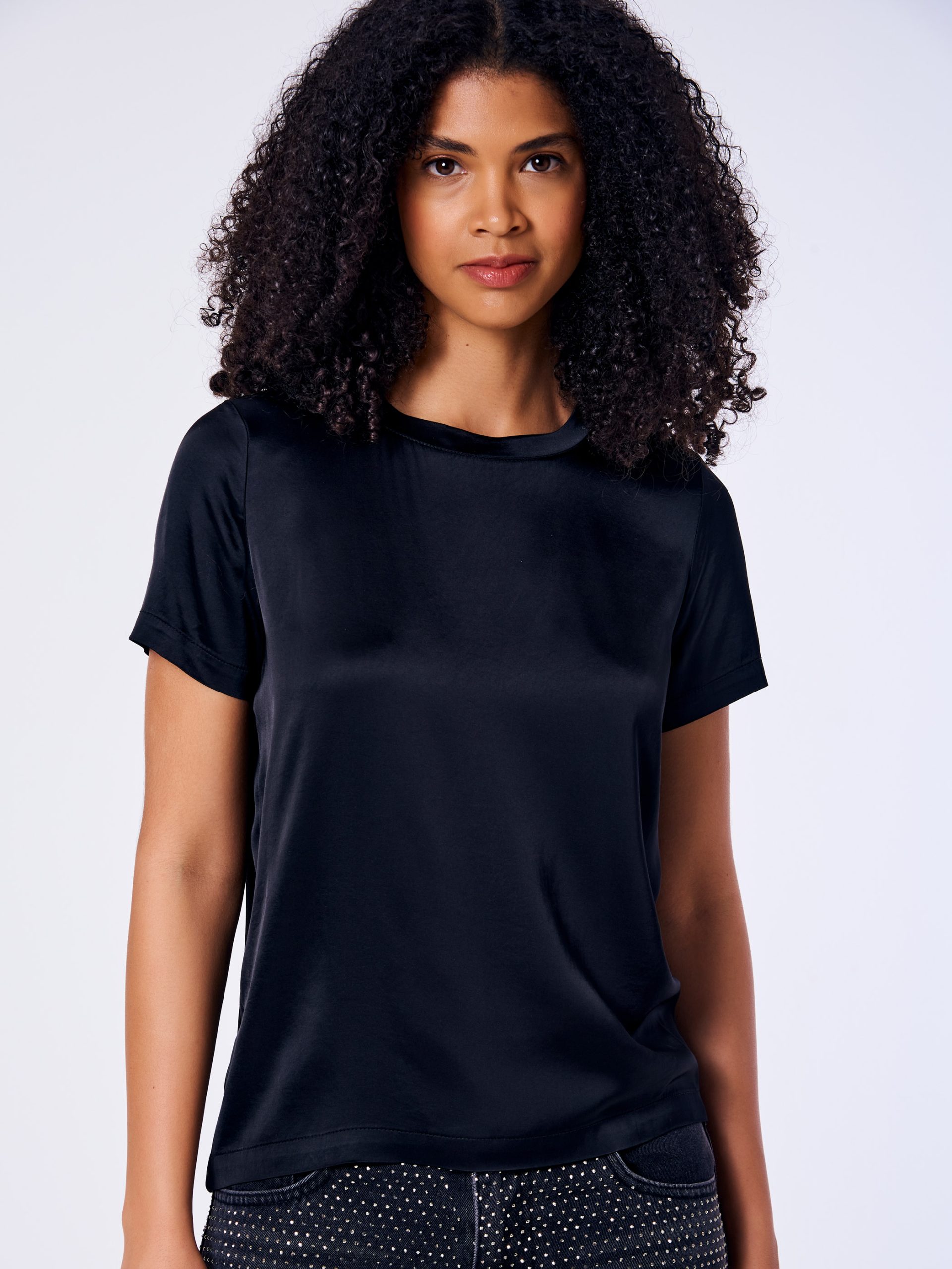 Women's satin T-shirt VICOLO black