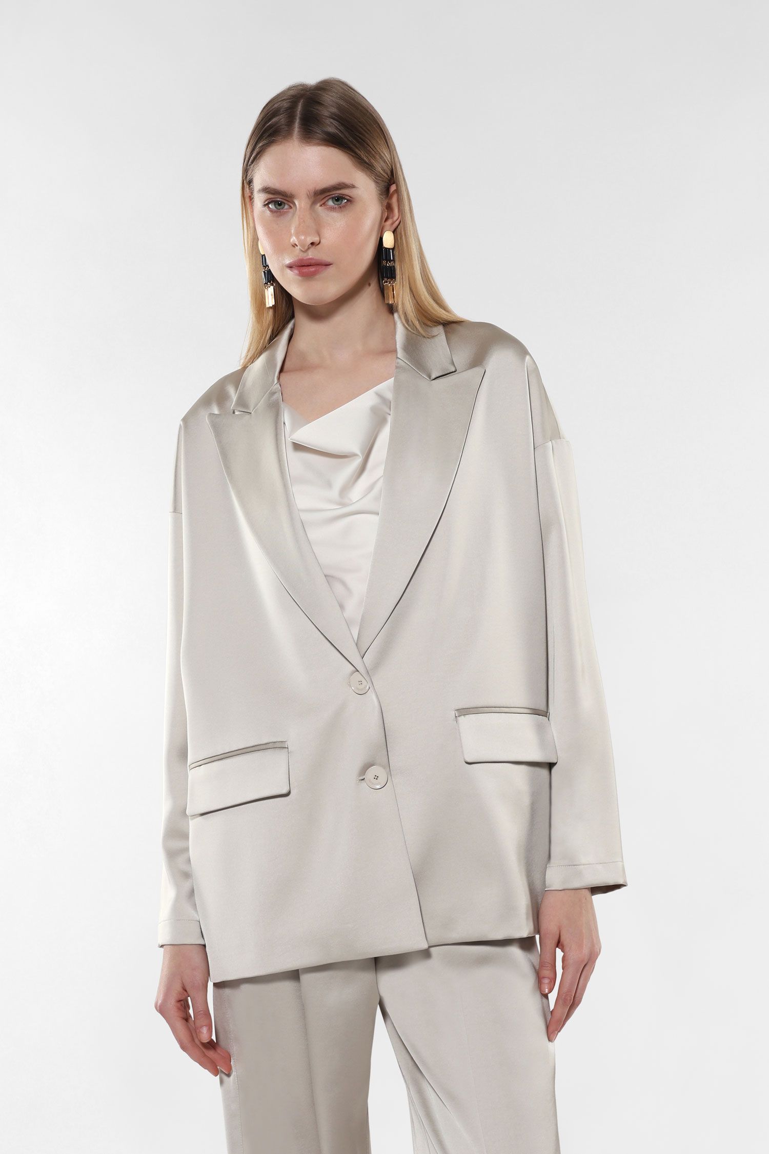 Women's elegant satin jacket IMPERIAL beige