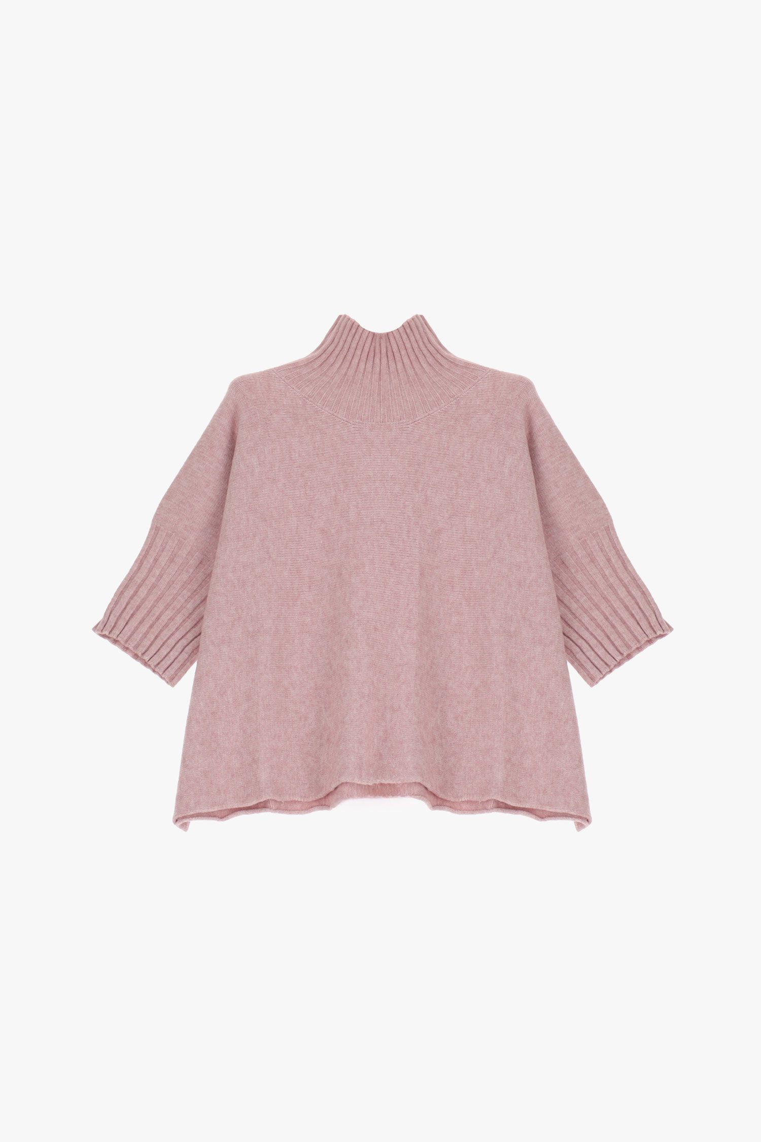 Women's oversize sweater with turtleneck IMPERIAL old pink