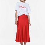 Women's satin midi skirt IMPERIAL red