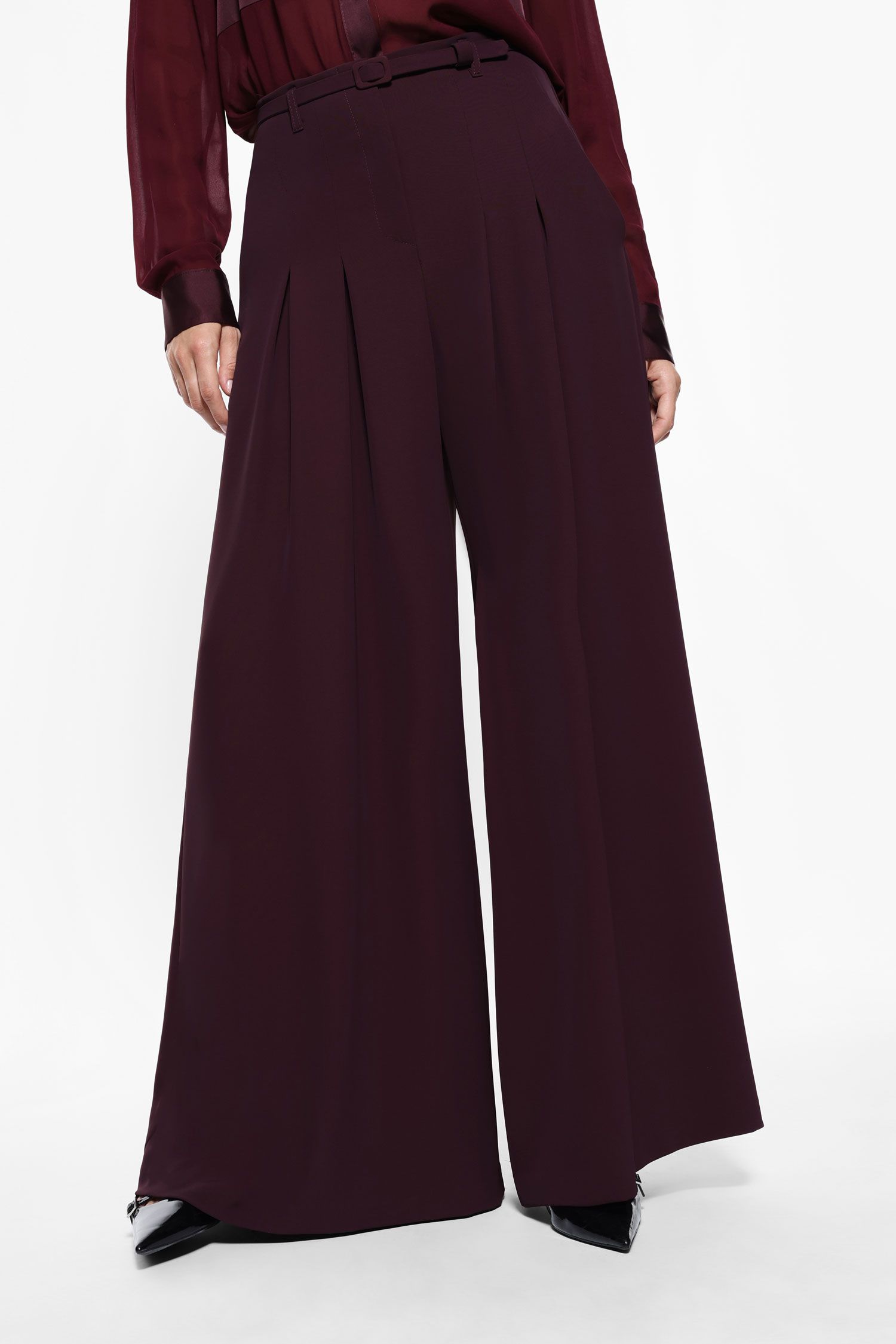 Women's long elegant wide trousers IMPERIAL burgundy