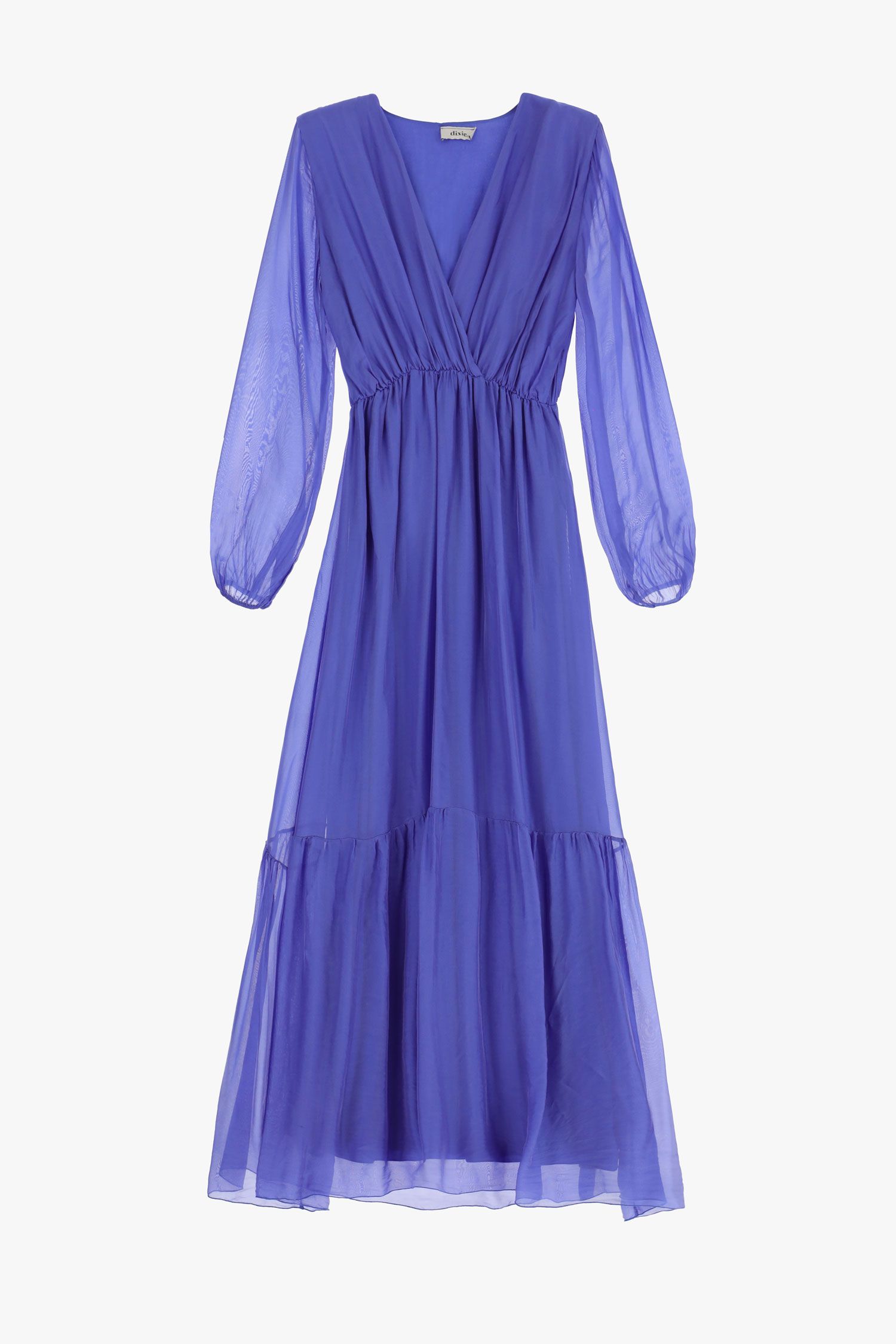 Women's formal long dress DIXIE made of a blue silk blend