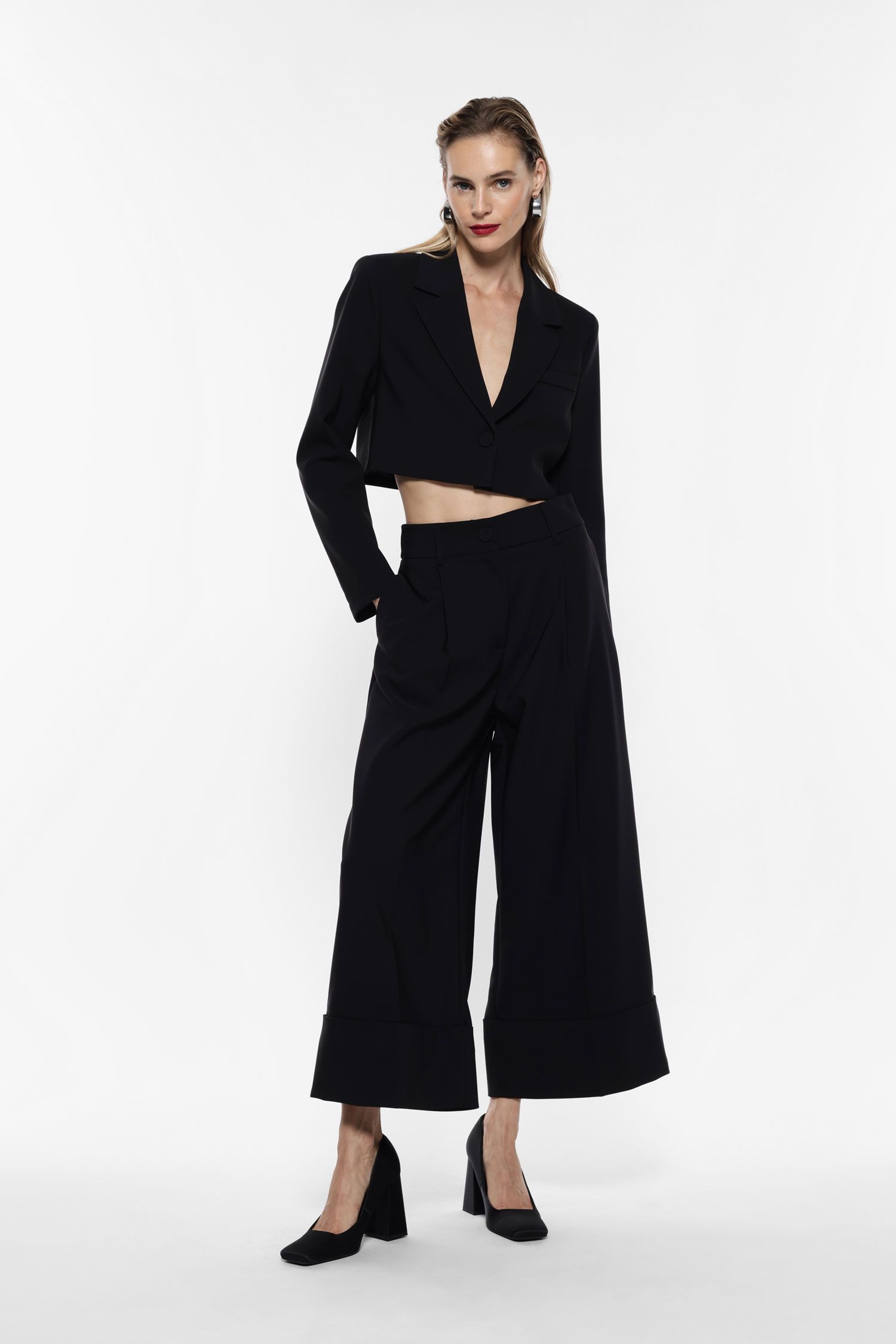 Women's elegant wide trousers IMPERIAL black