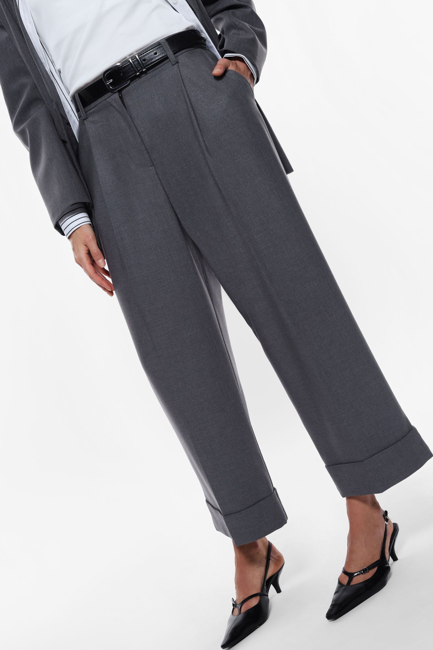 Women's elegant wide trousers IMPERIAL gray