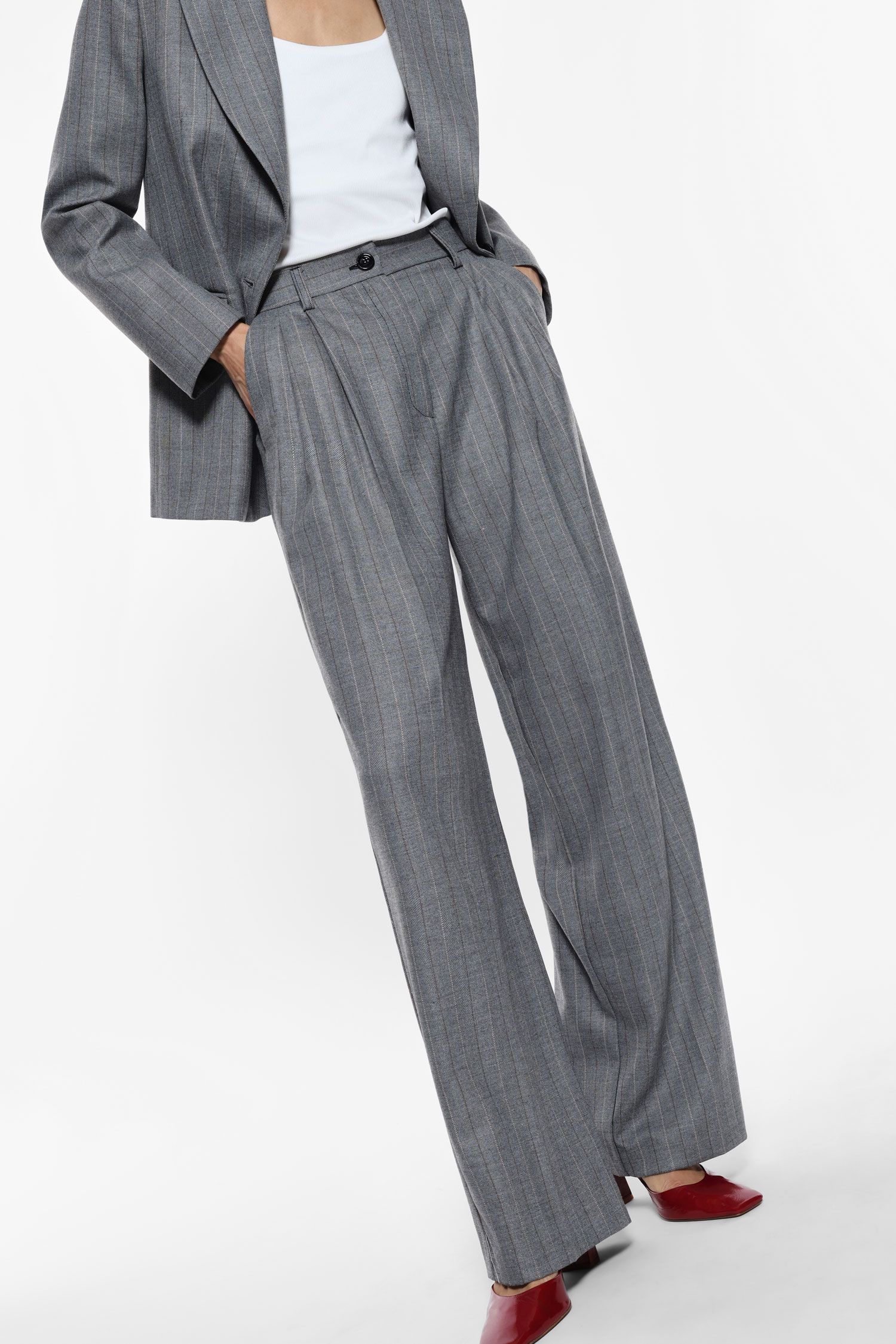 Women's elegant wide trousers IMPERIAL gray