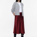 Women's satin midi skirt IMPERIAL burgundy