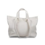Women's leather shopper handbag Leather Country LARO cream