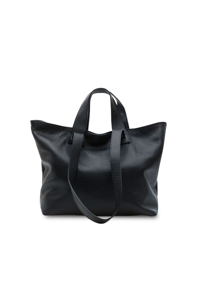 Women's leather shopper handbag leather country black