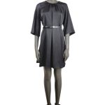 Women's short satin dress IMPERIAL black with belt