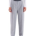 Women's striped trousers with a high waist VICOLO gray