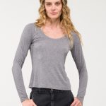 Women's t-shirt with a proportion of wool KONTATTO gray