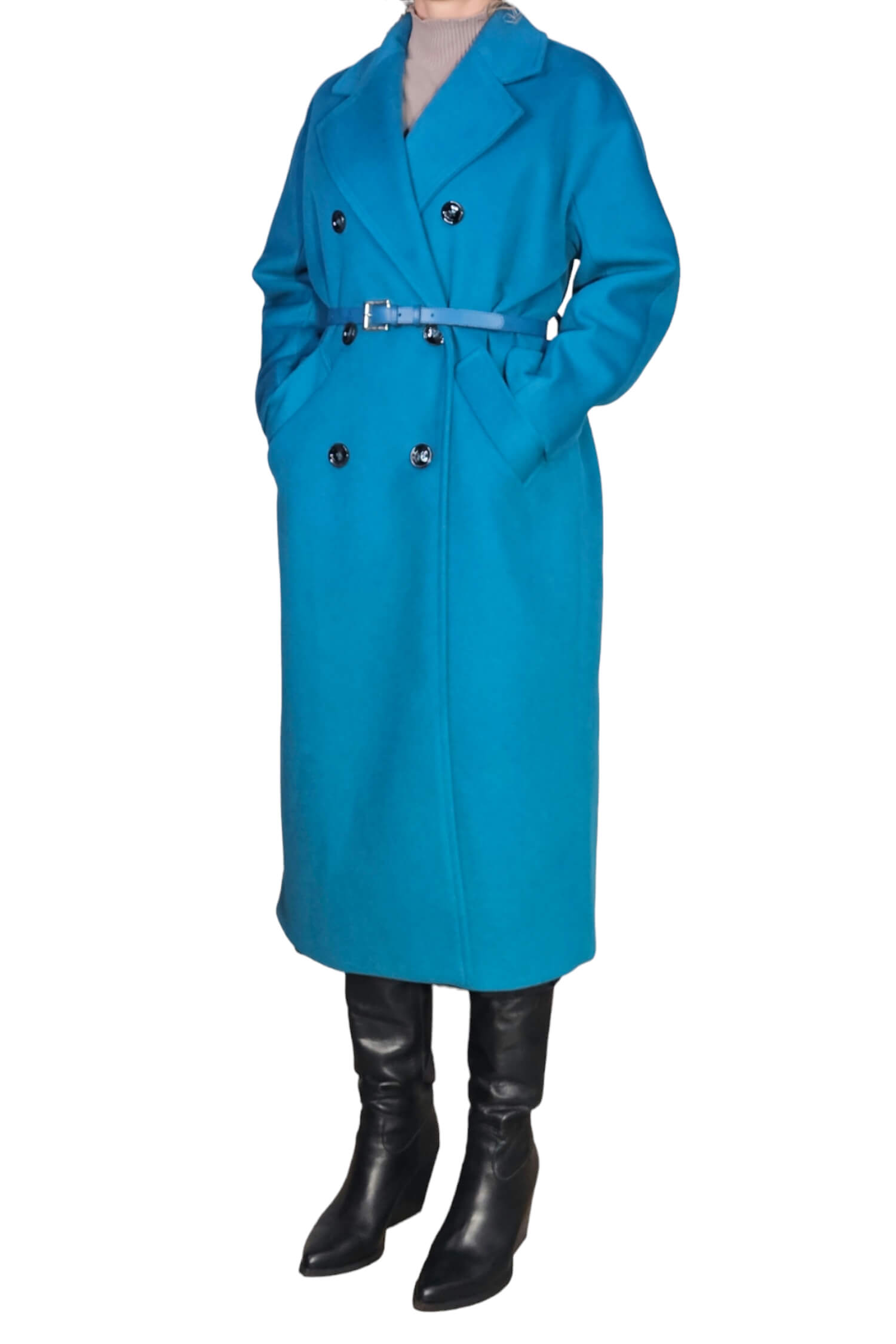 Women's long oversize winter coat IMPERIAL blue