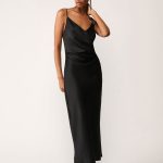 Women's satin elegant party dress IMPERIAL black