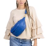 Women's leather waist bag Leather Country blue