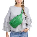 Women's leather waistcoat Leather Country grass green