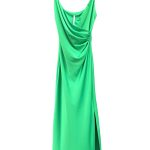 Evening satin dress for a wedding IMPERIAL green