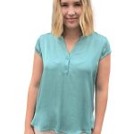 Women's satin t-shirt VICOLO turquoise