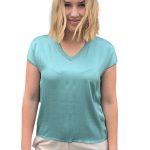 Women's satin t-shirt VICOLO turquoise