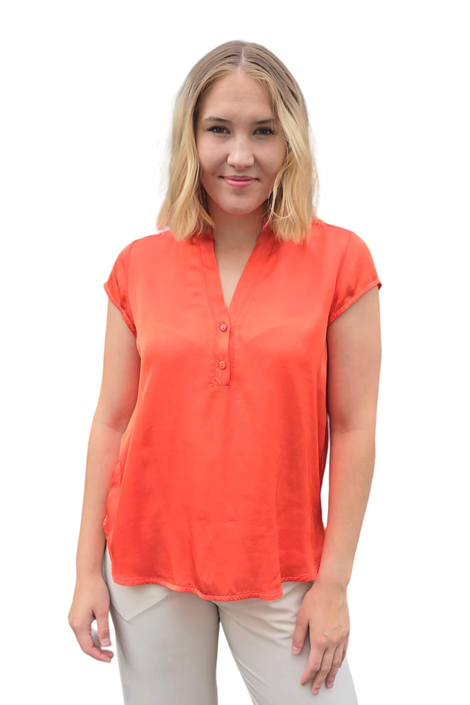 Women's satin t-shirt VICOLO orange