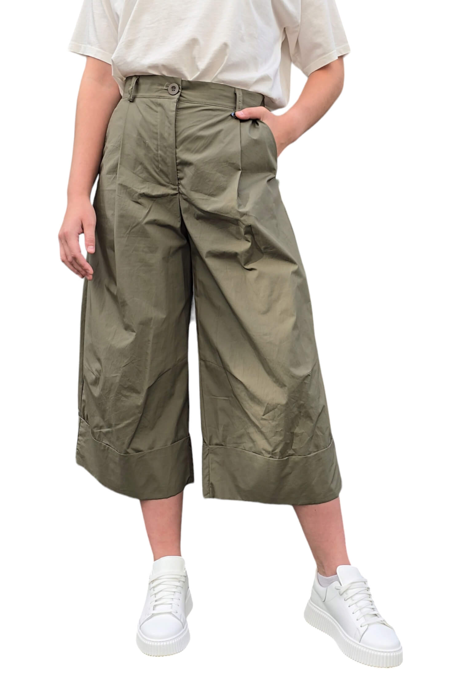 Summer women's wide trousers DIXIE khaki green